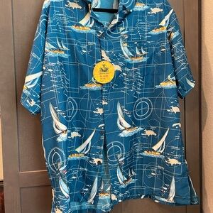 Blue Nautical Print Men's Shirt by pineapple size XXL